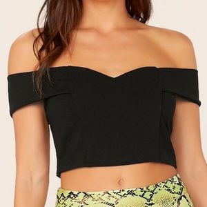 SHEIN Fold Over Sweetheart Bardot top